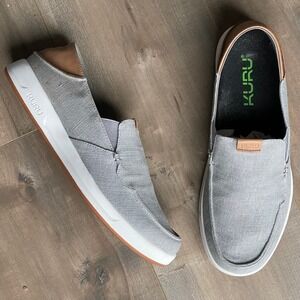 KURU Pace Mens 11 Grey Canvas Slip-On Comfort Sneakers Casual Minimal‎ Travel